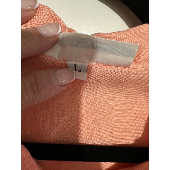 Bryn Walker Light Linen Point Collar Sleeveless Button Front Tunic Orange L - Picture 8 of 8